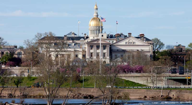 The New Jersey State Capitol building in Trenton on the Delaware River